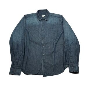 Fossil Denim Shirt Mens Medium Blue Chambray Button‎ Up Long Sleeve